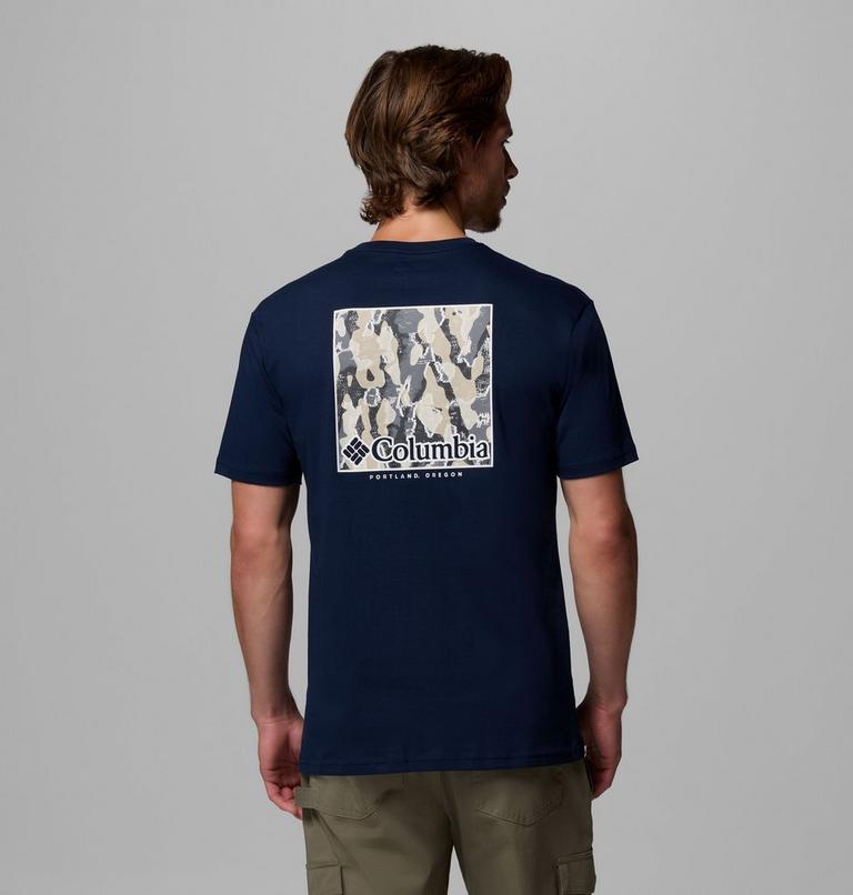 North Cascades Short Sleeve Tee, Color: Collegiate navy, Framed Treebark, image 1