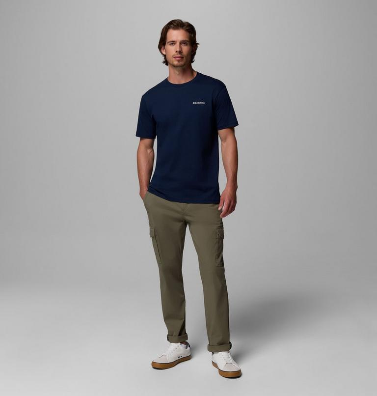 North Cascades Short Sleeve Tee, Color: Collegiate navy, Framed Treebark, image 2