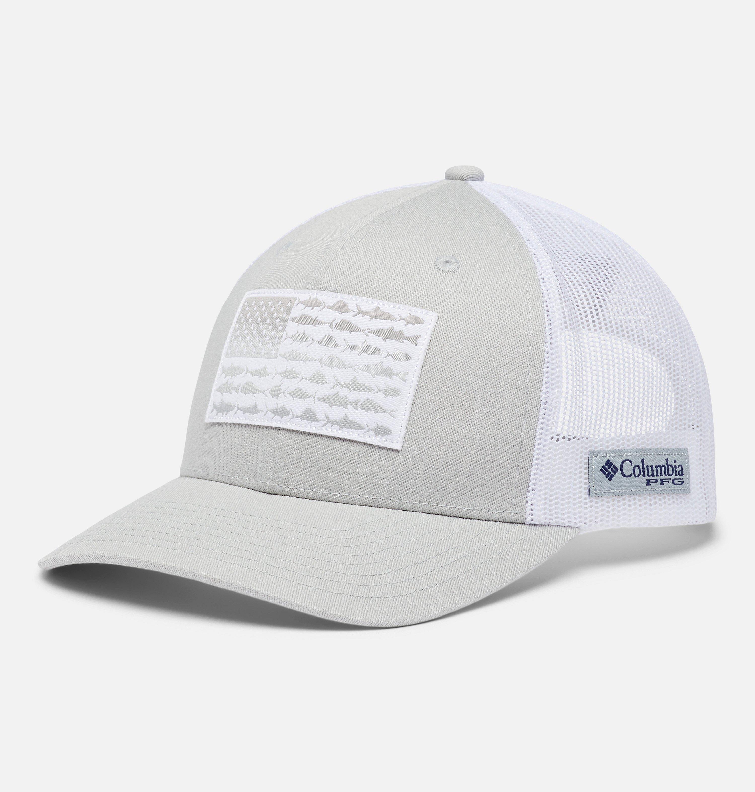 Columbia Sportswear Unisex Grey Columbia - Pfg Fish Flag™ Cap - Cool White Small