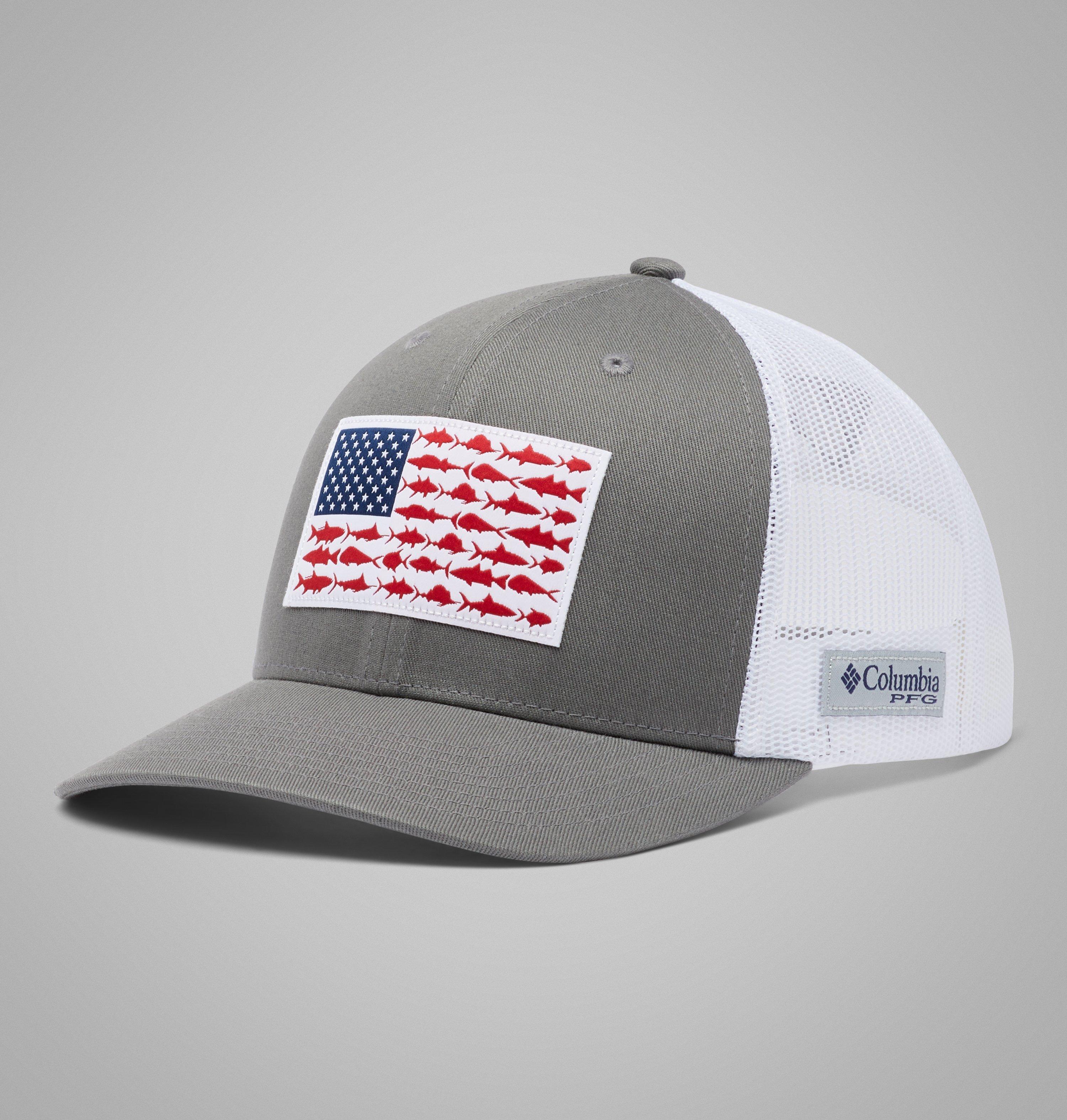 Columbia Sportswear Unisex Grey Columbia - Pfg Fish Flag™ Cap - Titanium, White Small