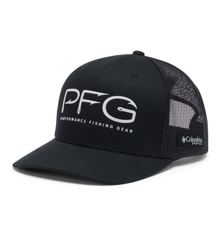 Gorra de malla y corona alta PFG Snap Back Hooks, Color: Black, Silver PFG, image 1
