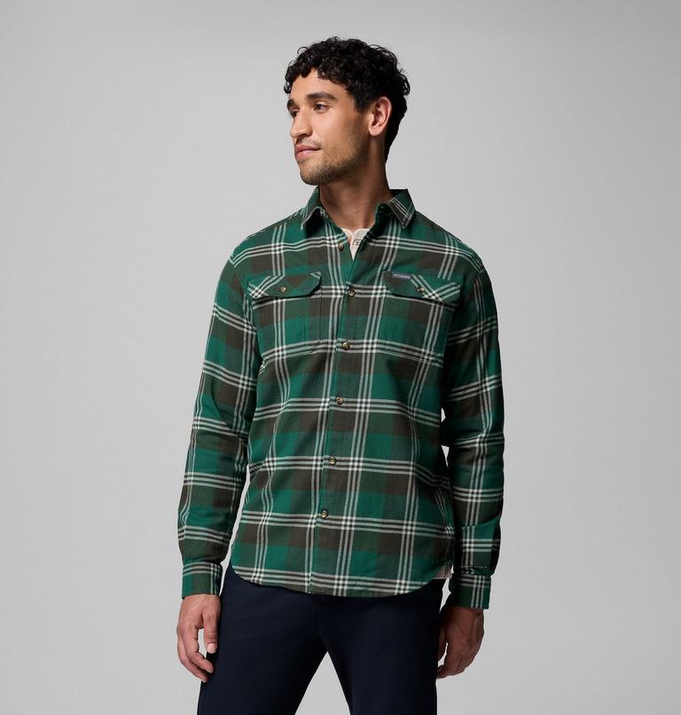 Men's Flare Gun Stretch Flannel Shirt, Color: Rain Forest Trails Edge Plaid, image 4