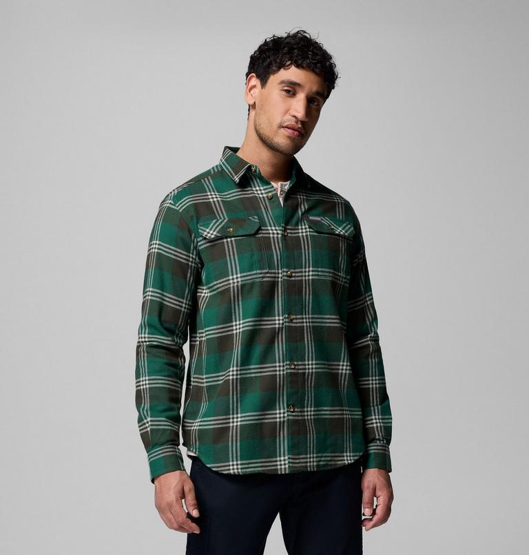 Men's Flare Gun Stretch Flannel Shirt, Color: Rain Forest Trails Edge Plaid, image 1