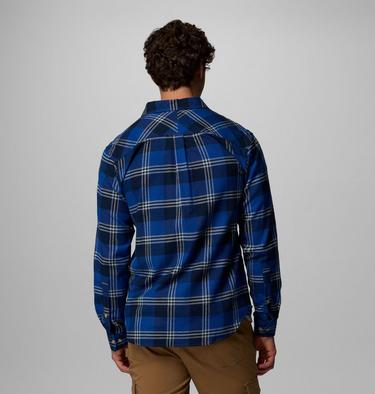 Men's Flare Gun Stretch Flannel Shirt, Color: Mtn Blue Trails Edge Plaid, image 3
