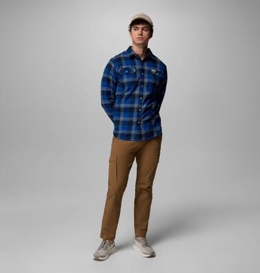 Men's Flare Gun Stretch Flannel Shirt, Color: Mtn Blue Trails Edge Plaid, image 2