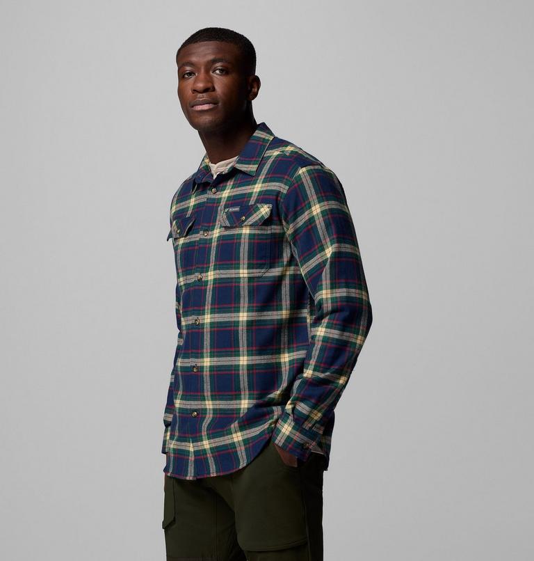 Men's Flare Gun Stretch Flannel Shirt, Color: Coll Navy Two Lane Tartan, image 4