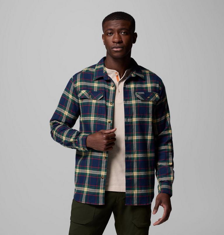 Men's Flare Gun Stretch Flannel Shirt, Color: Coll Navy Two Lane Tartan, image 5