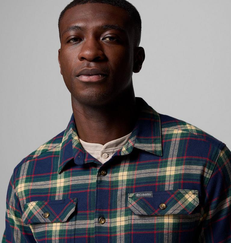 Men's Flare Gun Stretch Flannel Shirt, Color: Coll Navy Two Lane Tartan, image 6