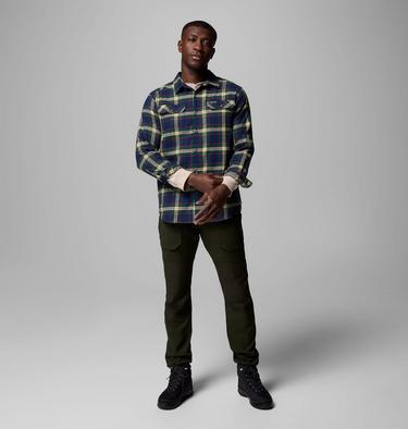 Men's Flare Gun Stretch Flannel Shirt, Color: Coll Navy Two Lane Tartan, image 4