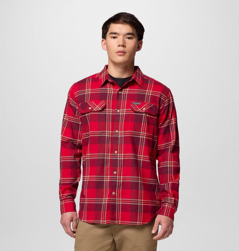 Men's Flare Gun Stretch Flannel Shirt, Color: Mtn Red Trails Edge Plaid, image 1