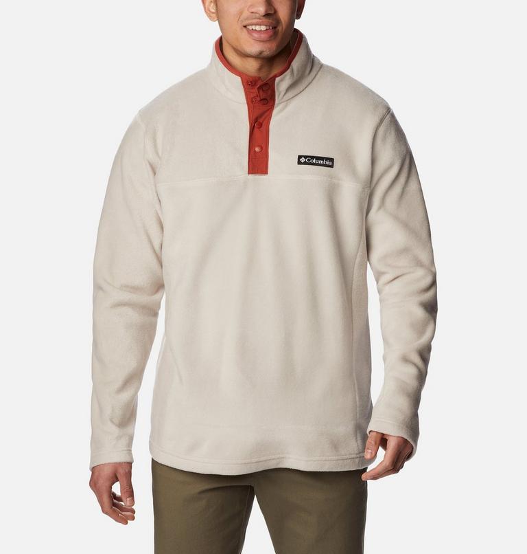 Men's Steens Mountain Half Snap Fleece, Color: Dark Stone, Warp Red, image 1
