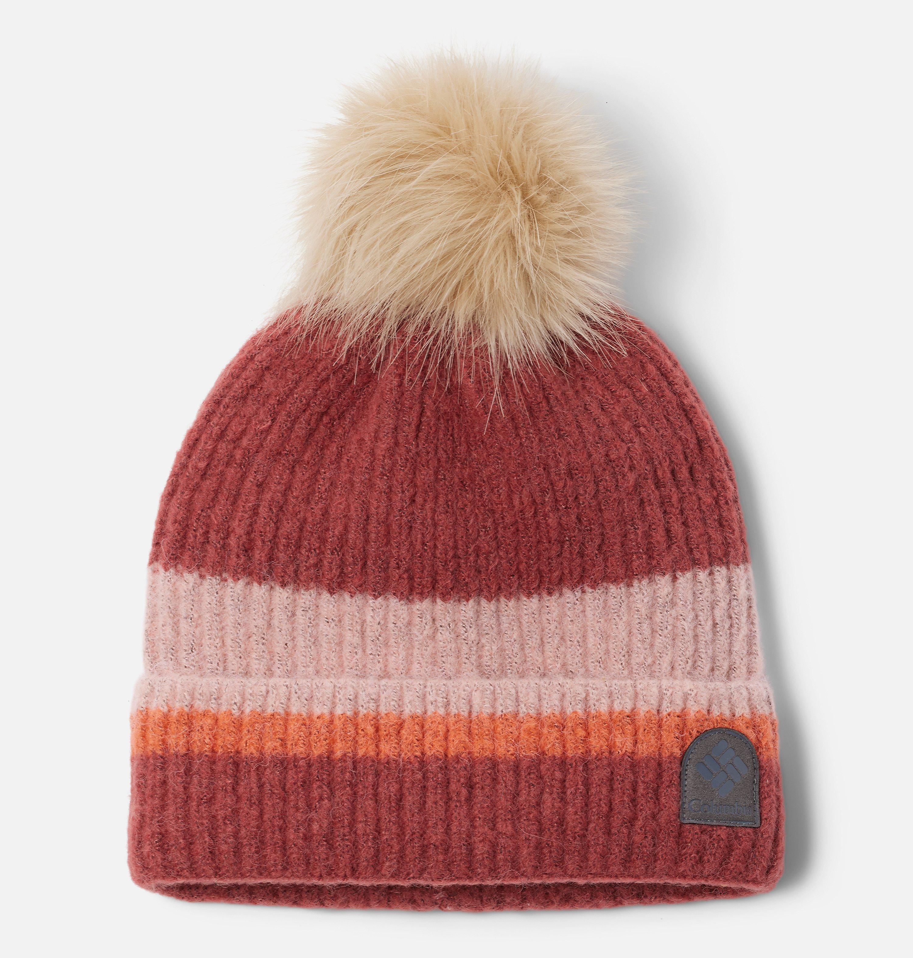 Columbia Maroon and brown Knit Hat Pom Pom Beanie - OS Saved & Stylin main image 4