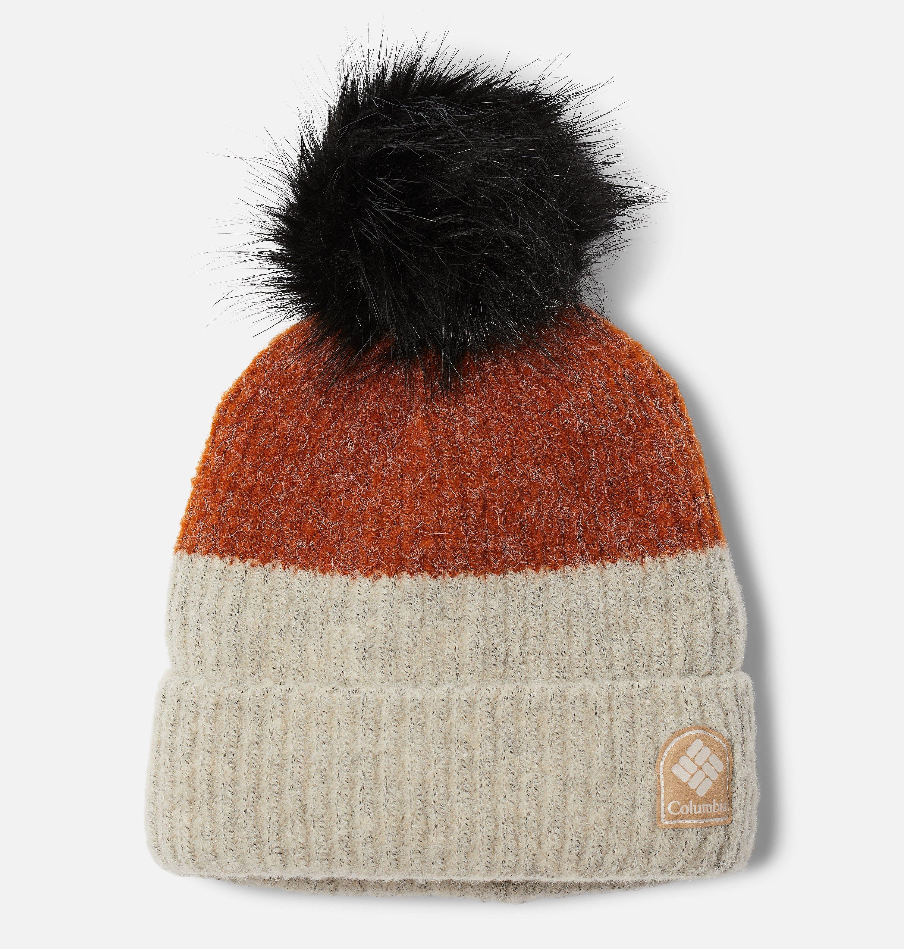 Columbia Maroon and brown Knit Hat Pom Pom Beanie - OS Saved & Stylin main image 2