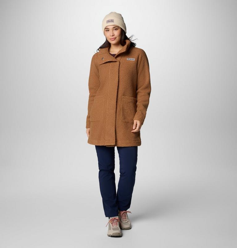 Women's Panorama Long Sherpa Fleece Jacket, Color: Camel Brown, image 3