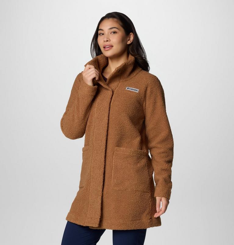 Women's Panorama Long Sherpa Fleece Jacket, Color: Camel Brown, image 4