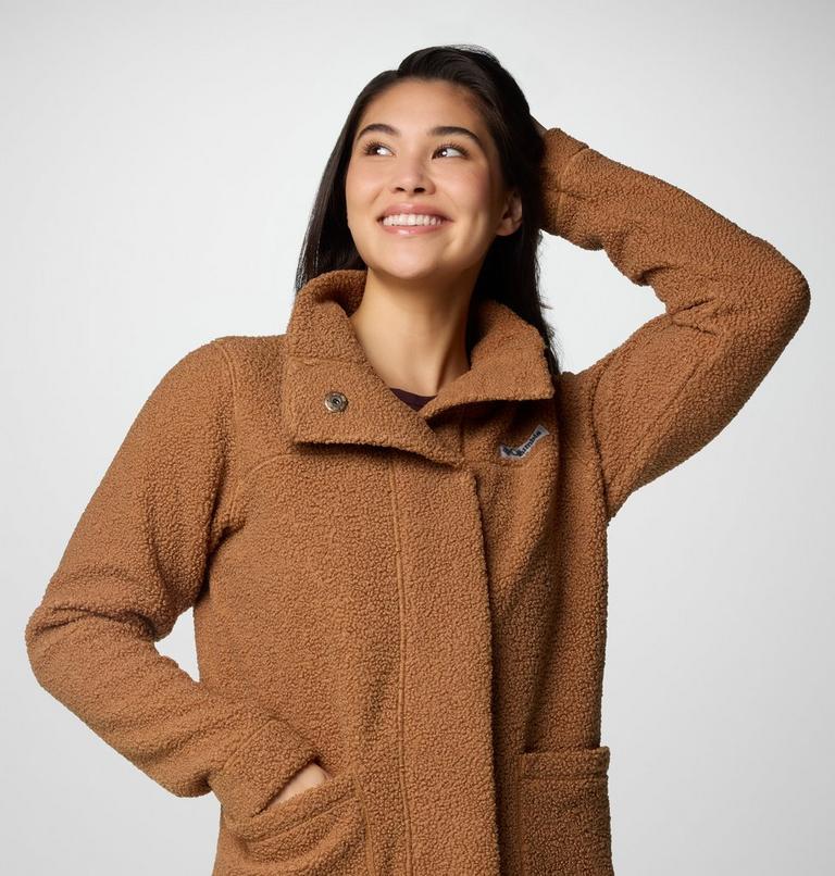 Women's Panorama Long Sherpa Fleece Jacket, Color: Camel Brown, image 5