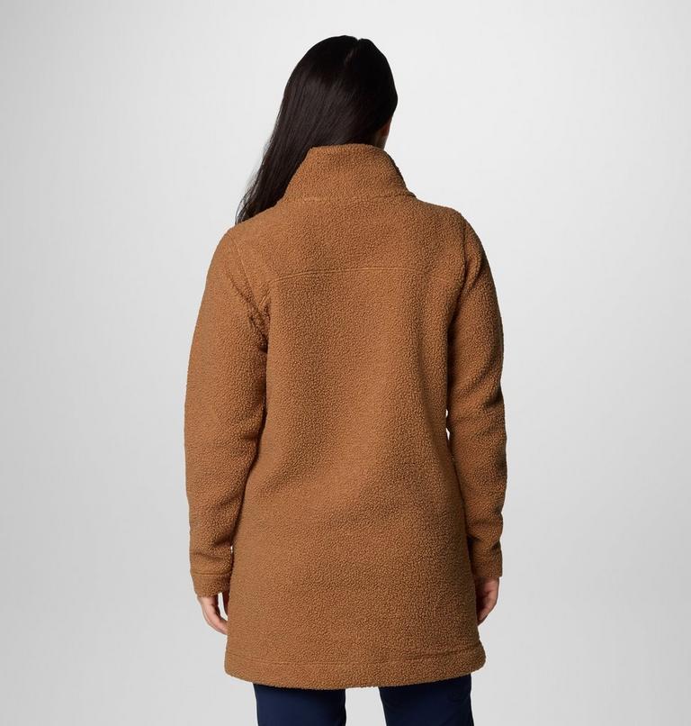 Women's Panorama Long Sherpa Fleece Jacket, Color: Camel Brown, image 2