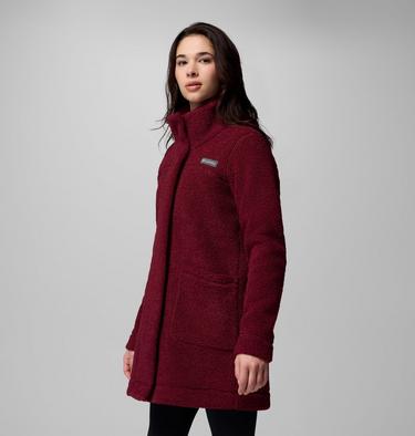 Veste Longue en Polaire Sherpa Panorama Femme, Color: Rich Wine, image 4