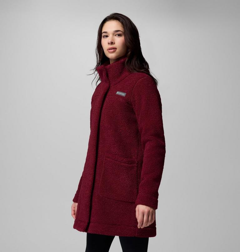 Panorama lange Sherpa Fleece Jacke für Frauen, Color: Rich Wine, image 4