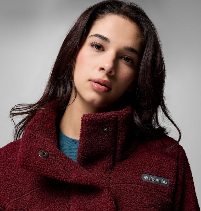 Panorama lange Sherpa Fleece Jacke für Frauen, Color: Rich Wine, image 5