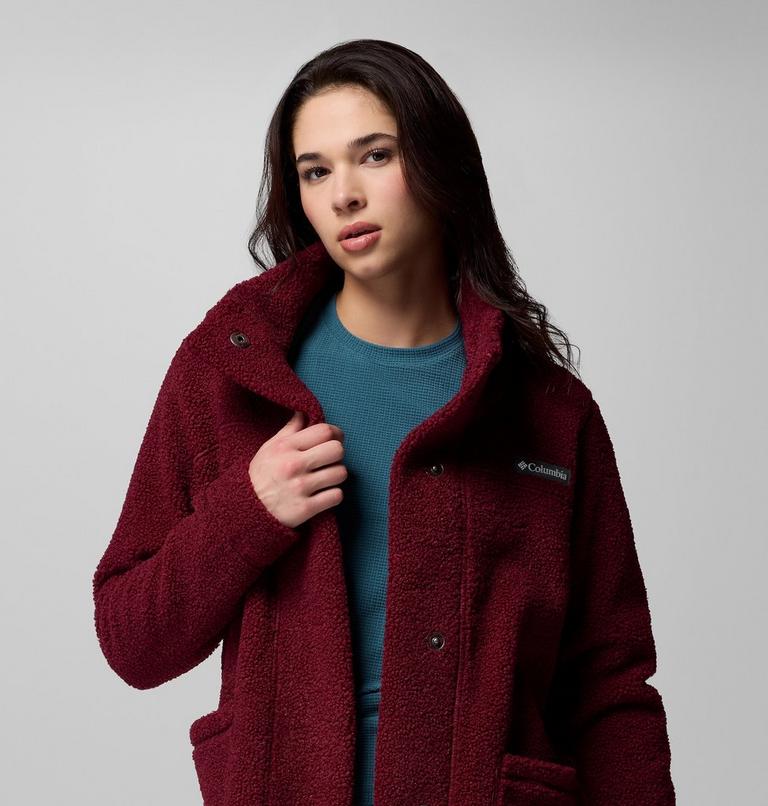 Panorama lange Sherpa Fleece Jacke für Frauen, Color: Rich Wine, image 6