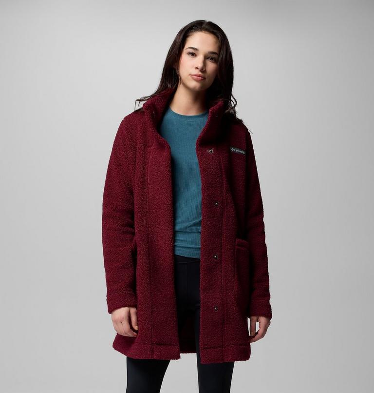 Panorama lange Sherpa Fleece Jacke für Frauen, Color: Rich Wine, image 7