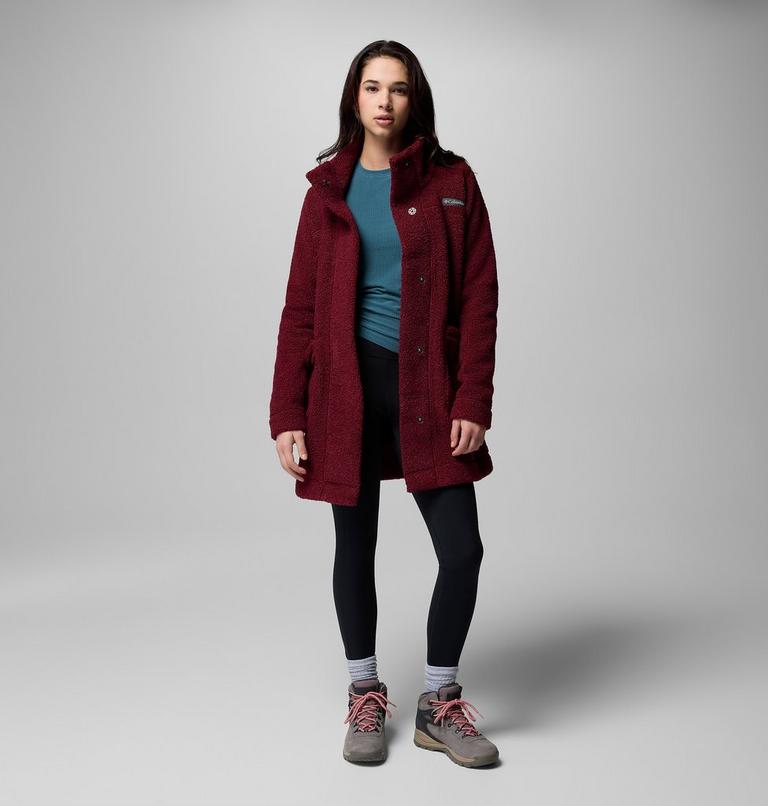 Panorama lange Sherpa Fleece Jacke für Frauen, Color: Rich Wine, image 2