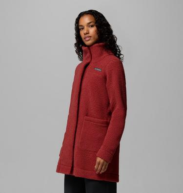 Women's Panorama Long Sherpa Fleece Jacket, Color: Red Oxide, image 4