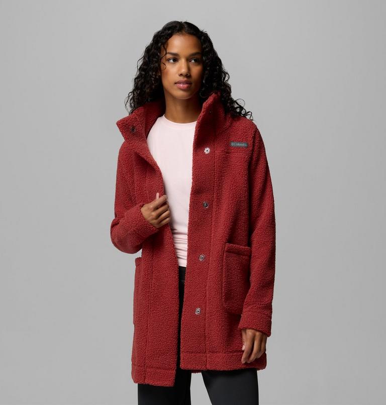 Women's Panorama Long Sherpa Fleece Jacket, Color: Red Oxide, image 5