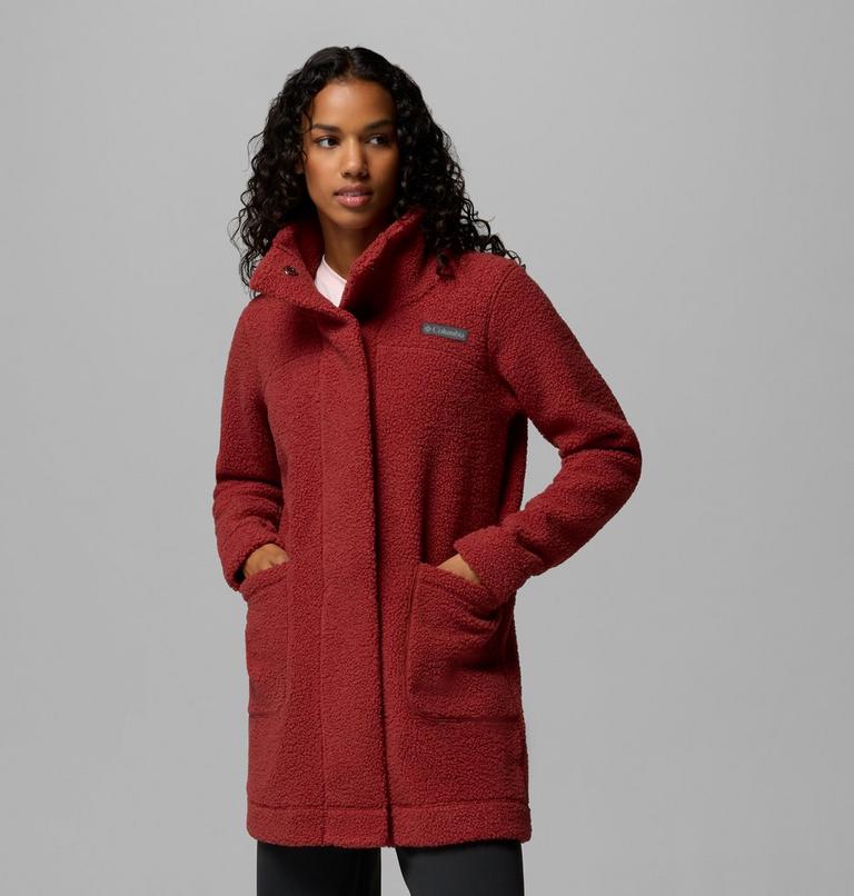 Women's Panorama Long Sherpa Fleece Jacket, Color: Red Oxide, image 1