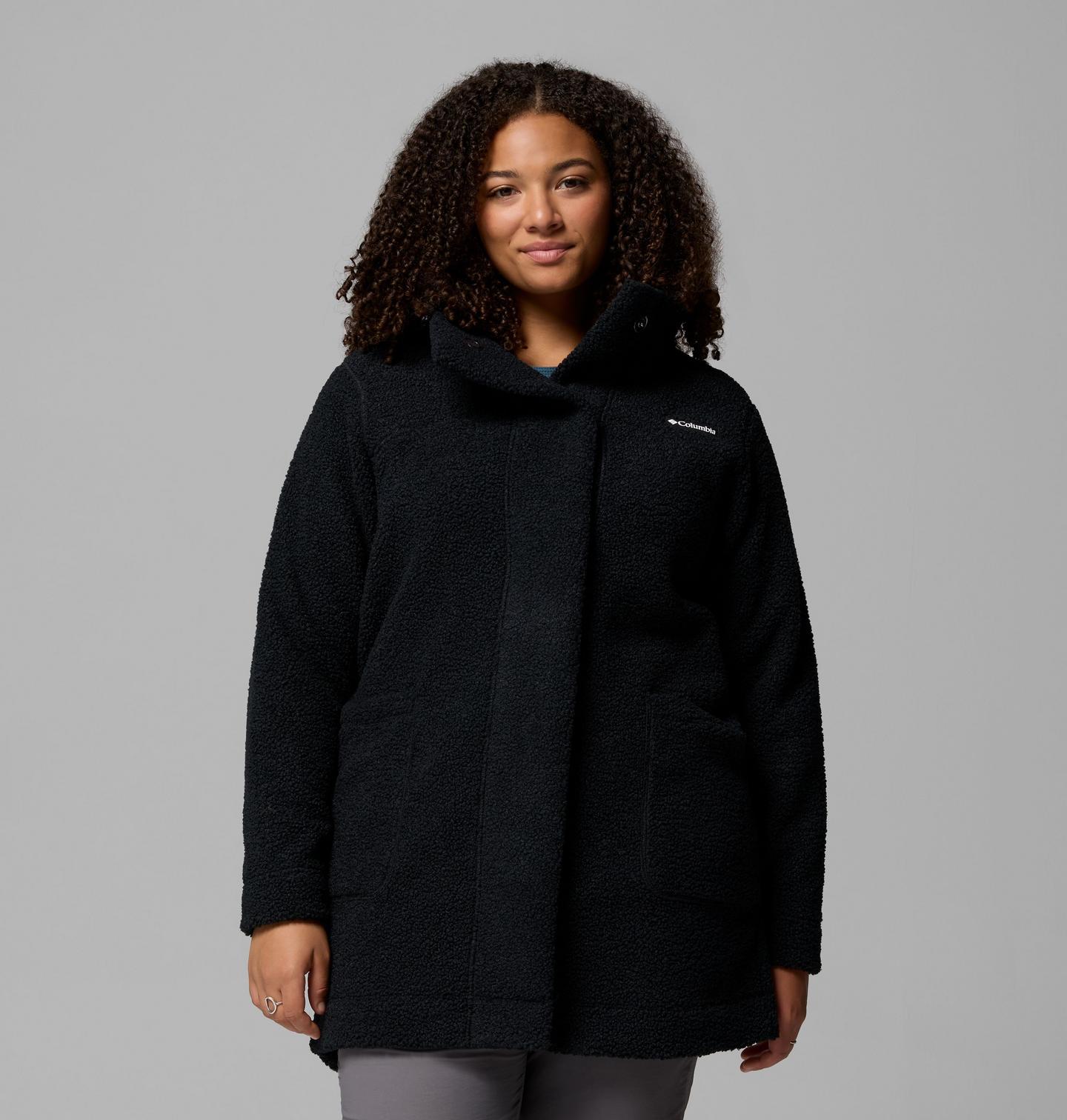 Женская куртка Columbia Panorama Long Jacket - Plus Size, цвет: Чёрный — фото 1