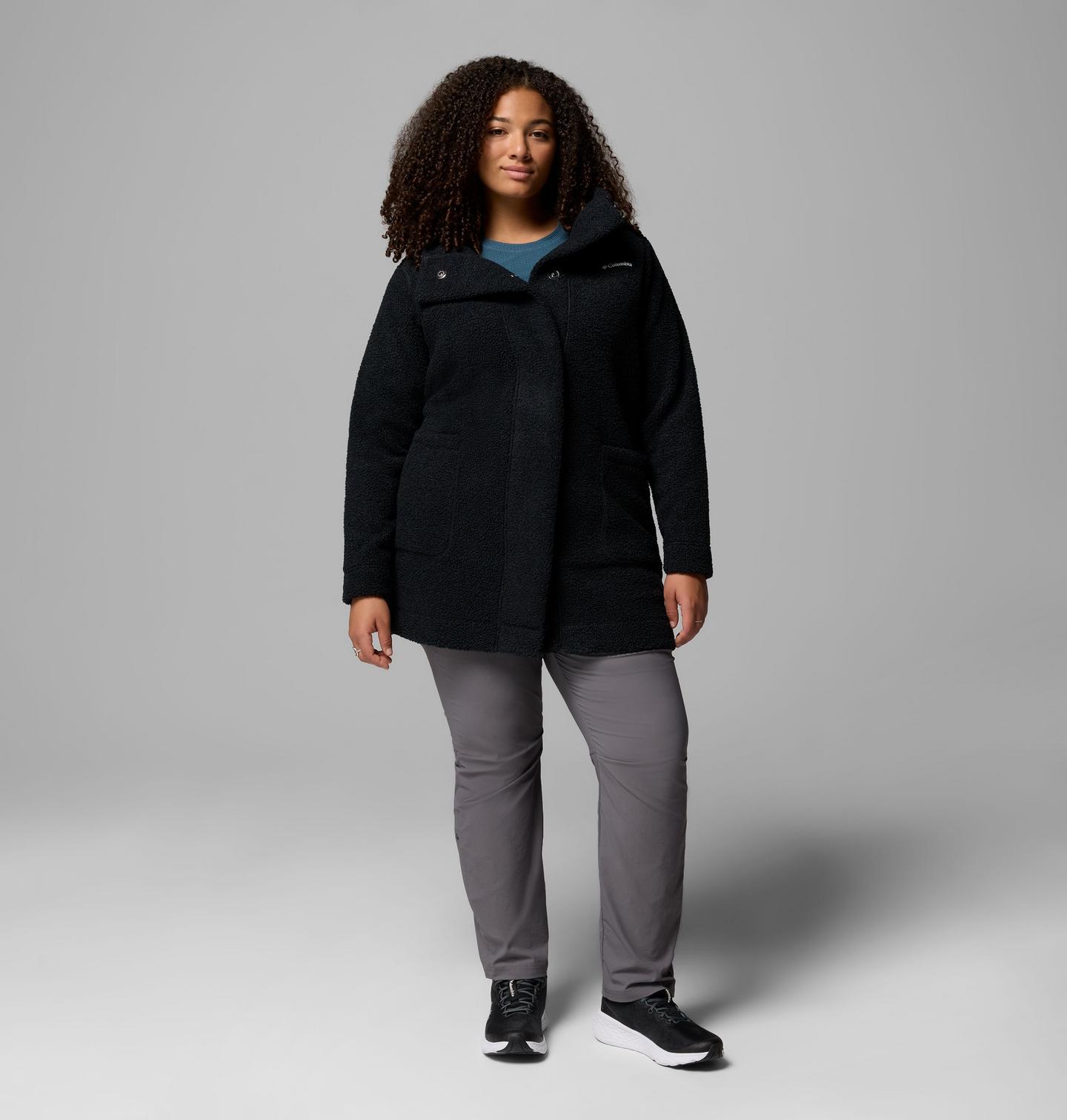 Женская куртка Columbia Panorama Long Jacket - Plus Size, цвет: Чёрный — фото 2
