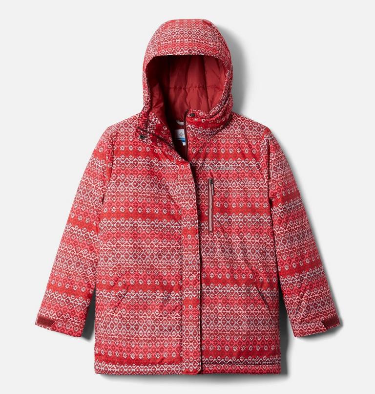 Girls' Alpine Free Fall&nbsp;II Ski Jacket, Color: Marsala Red, Diamond Stripe Print, image 1