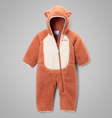 Infant Foxy Baby Sherpa Bunting, Color: Teak Brown, Chalk, image 5
