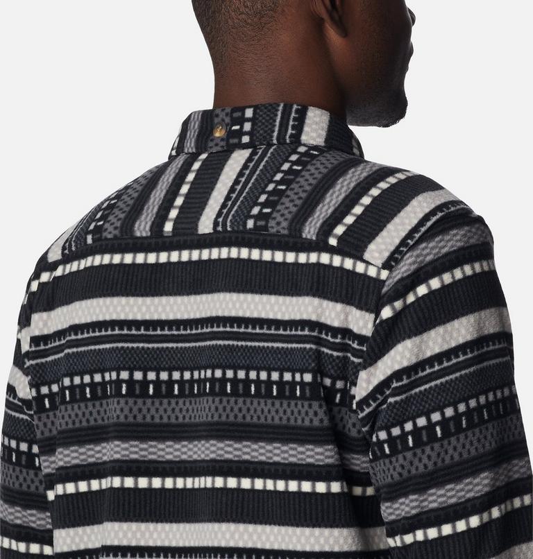 Men's Flare Gun Fleece Over Shirt, Color: Shark Apres Stripe Print, image 5
