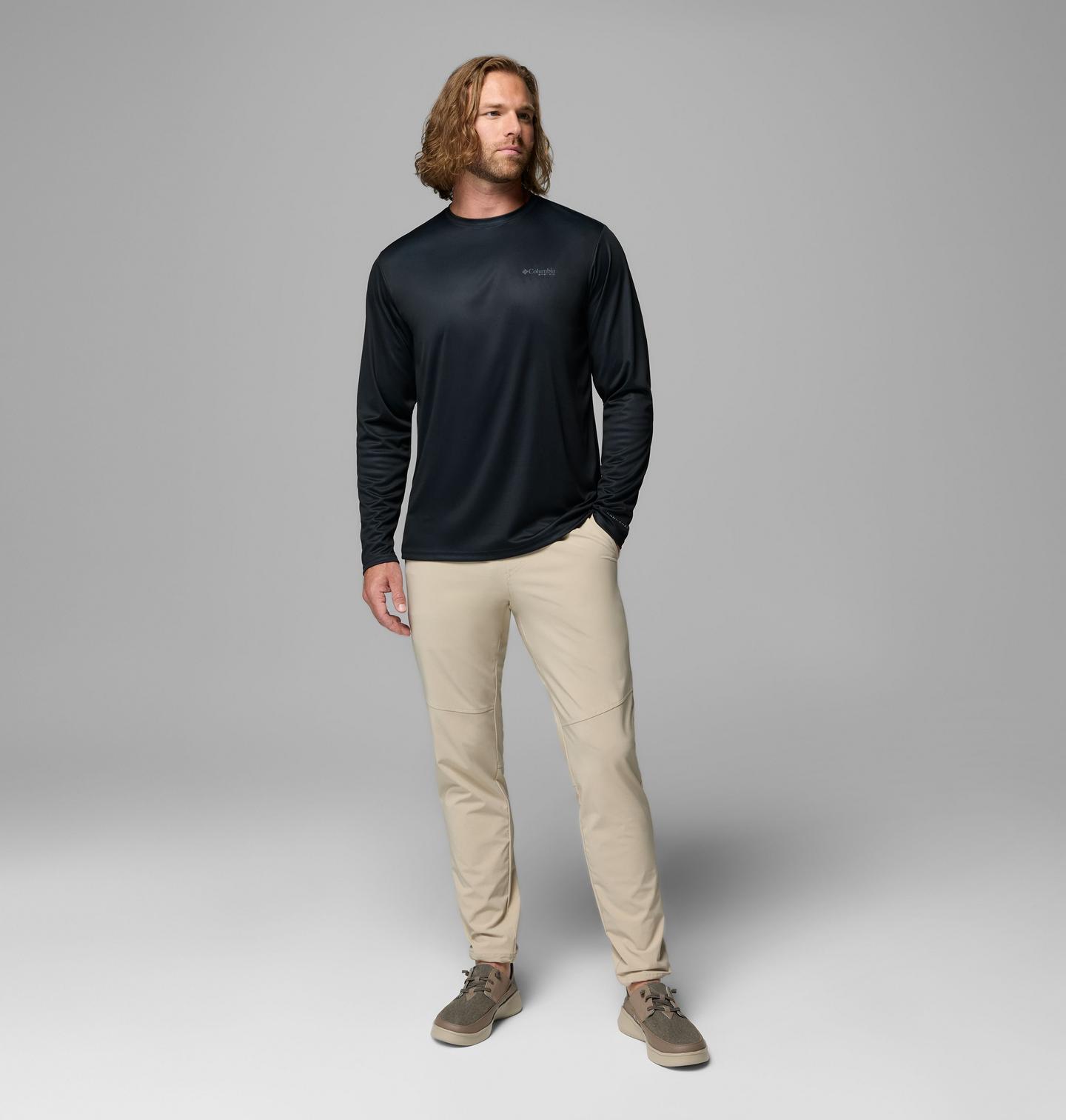 Мужская рубашка Columbia Terminal Tackle PFG Fish Flag Long Sleeve, цвет: Чёрный / Графитовый — фото 2