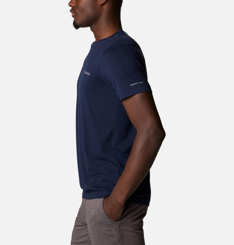 Men's Maxtrail Technical Logo Tee, Color: Collegiate Navy Stacked Dimension, image 3