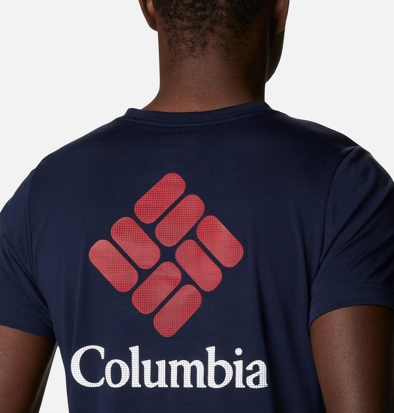 Men's Maxtrail Technical Logo Tee, Color: Collegiate Navy Stacked Dimension, image 5