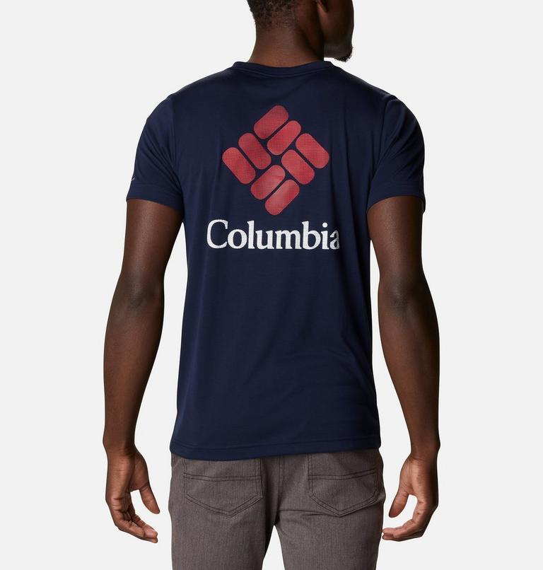 Men's Maxtrail Technical Logo Tee, Color: Collegiate Navy Stacked Dimension, image 2