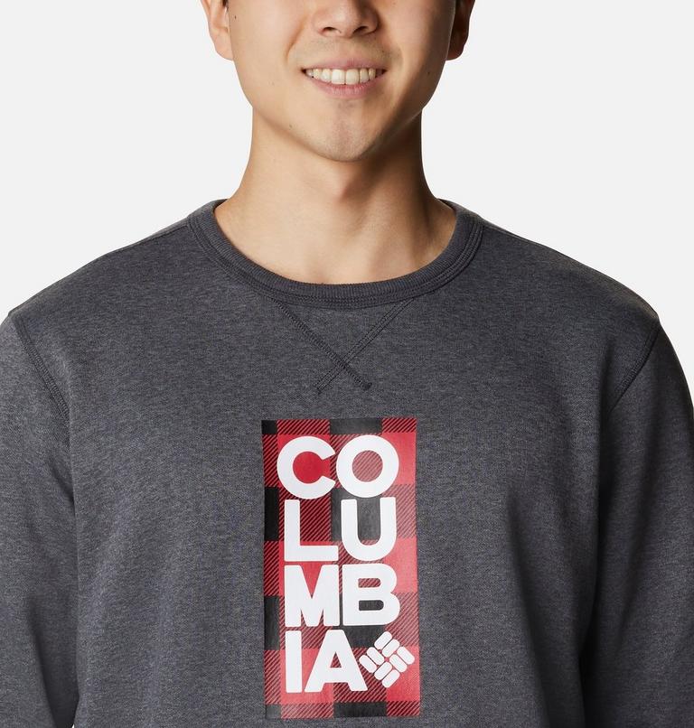 Men's Columbia Logo Fleece Crew, Color: Shark Heather, CSC Stacked Frame Camo, image 4