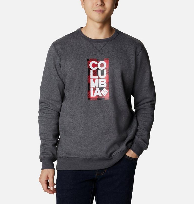 Men's Columbia Logo Fleece Crew, Color: Shark Heather, CSC Stacked Frame Camo, image 1