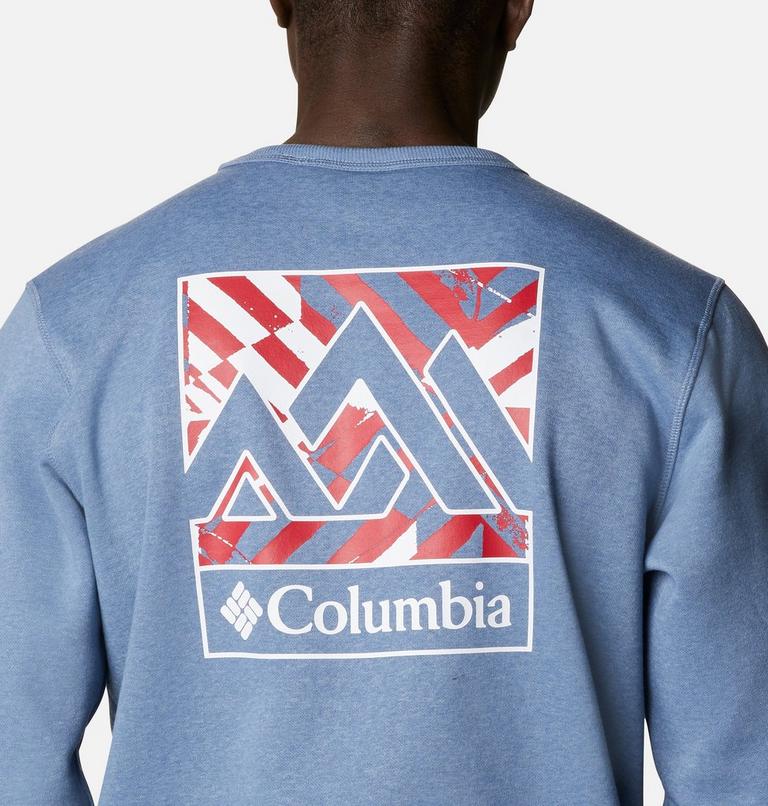 M Columbia Logo Fleece Crew | 449 | S, Color: Bluestone Heather Block Print, image 5
