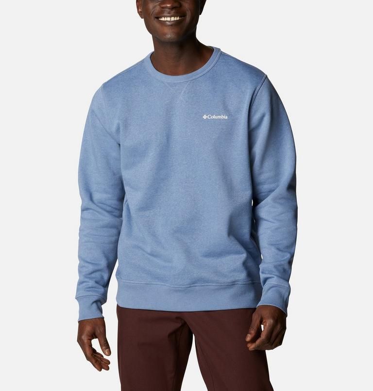 M Columbia Logo Fleece Crew | 449 | S, Color: Bluestone Heather Block Print, image 1