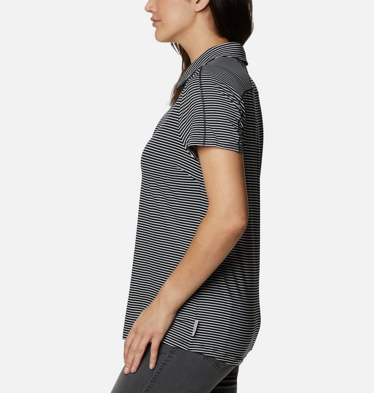 Women's Firwood Camp II Polo, Color: Black, White Stripe, image 3