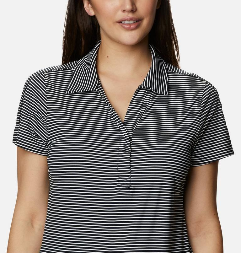 Women's Firwood Camp II Polo, Color: Black, White Stripe, image 4