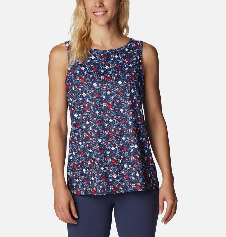 Women's Chill River Technical Tank, Color: Nocturnal, Mini Hibiscus, image 1