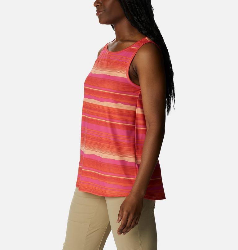 Women's Chill River Technical Tank, Color: Sunset Orange, Horizons Stripe, image 3