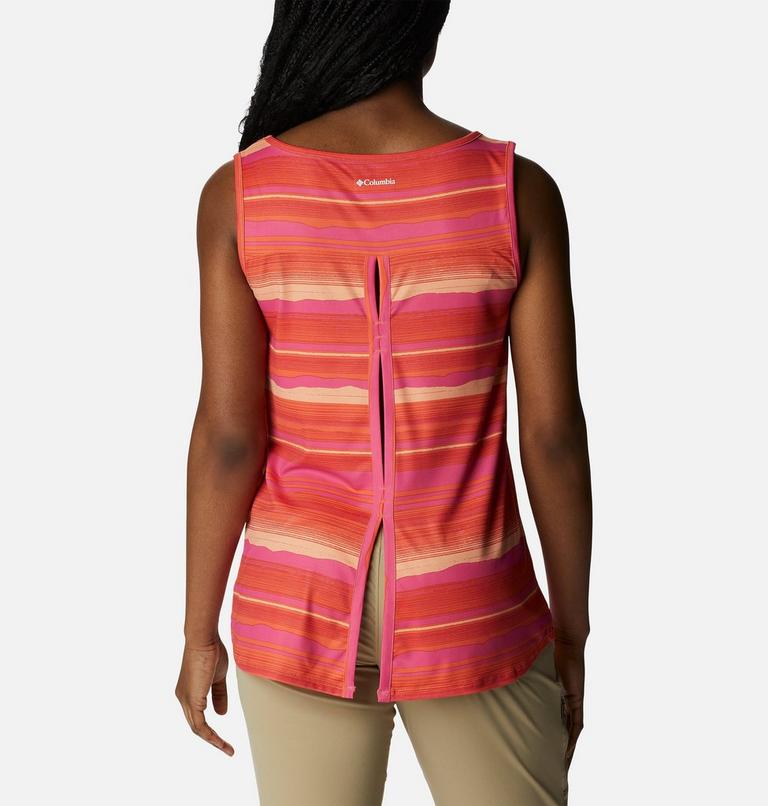 Women's Chill River Technical Tank, Color: Sunset Orange, Horizons Stripe, image 2