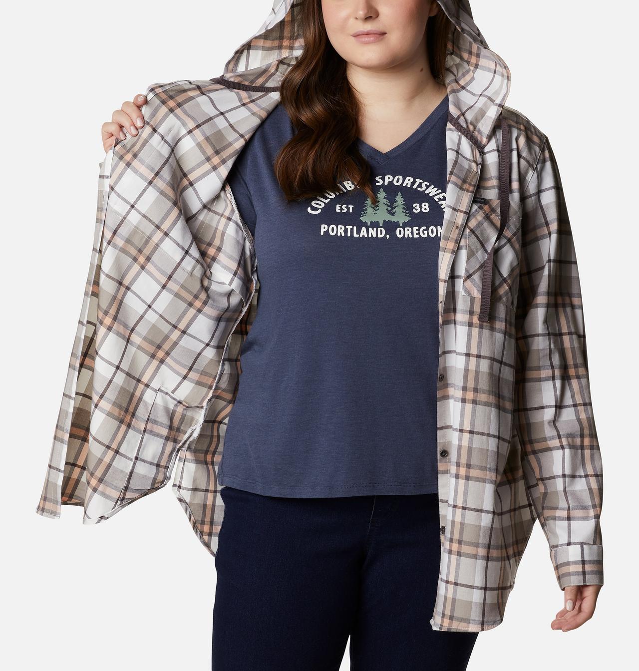 Women's Anytime™ Stretch Hooded Long Sleeve Shirt - Plus Size 5