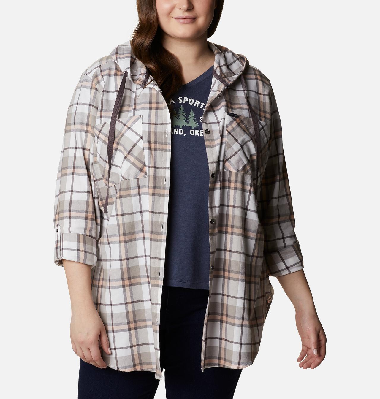 Women's Anytime™ Stretch Hooded Long Sleeve Shirt - Plus Size 7